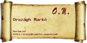 Országh Markó névjegykártya